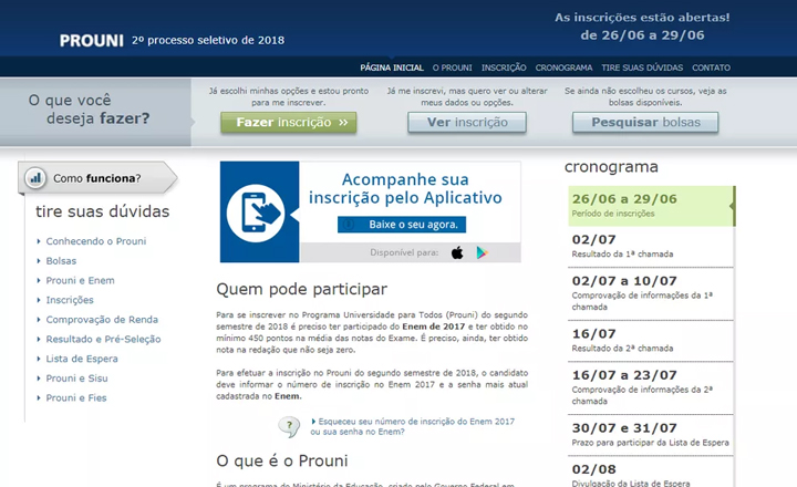 Último dia de inscrições para Prouni 2018.2