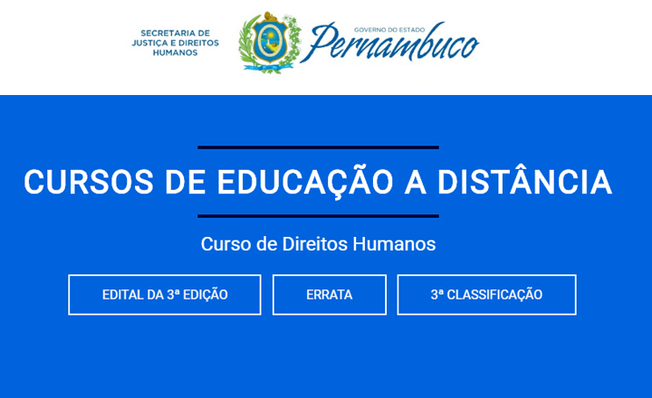 Secretaria de Direitos Humanos de Pernambuco divulga aprovados para curso à distância