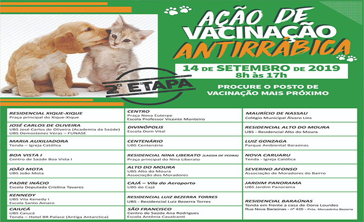 Caruaru realiza segunda etapa de vacinação antirrábica