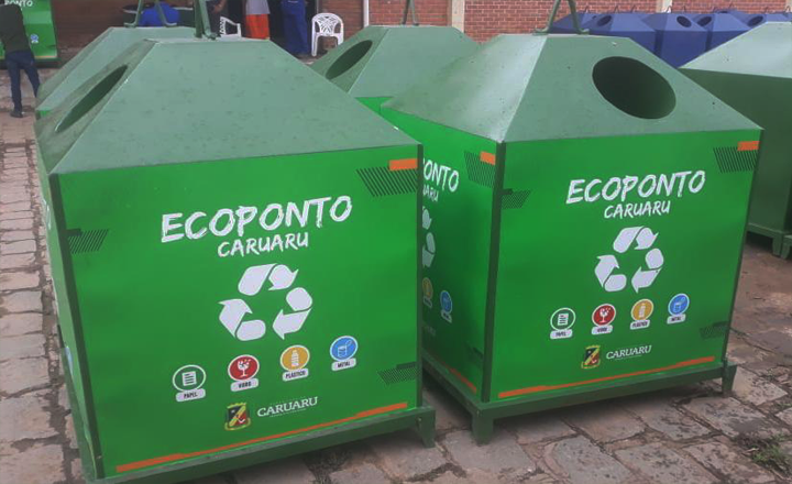 Pontos de reciclagem são instalados, nesta terça-feira (10), na Via Parque