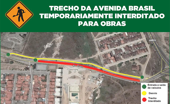Avenida Brasil será interditada a partir desta quarta-feira (27)