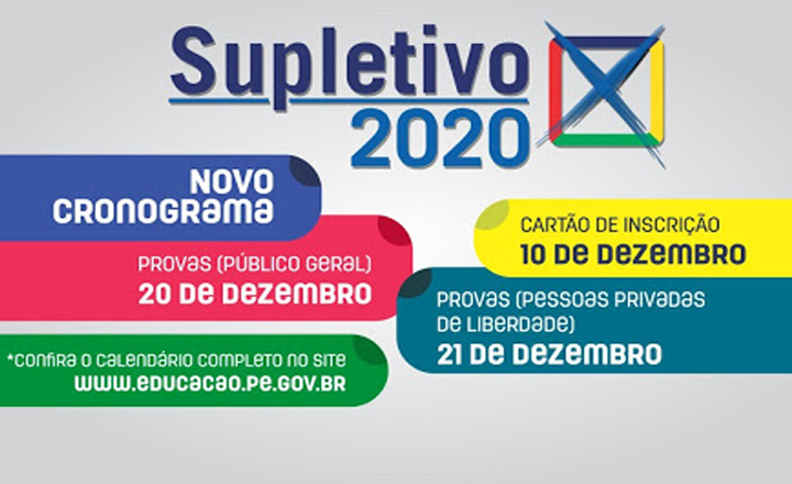 Secretaria de Educação disponibiliza cartão de inscrição do Exame Supletivo 2020