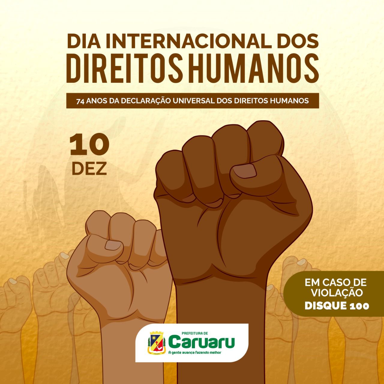 Evento exalta a importância dos 74 anos da Declaração Universal dos Direitos Humanos. (Imagem: Divulgação)