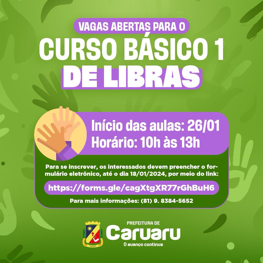 Caruaru abre turma para Curso Básico de Libras
