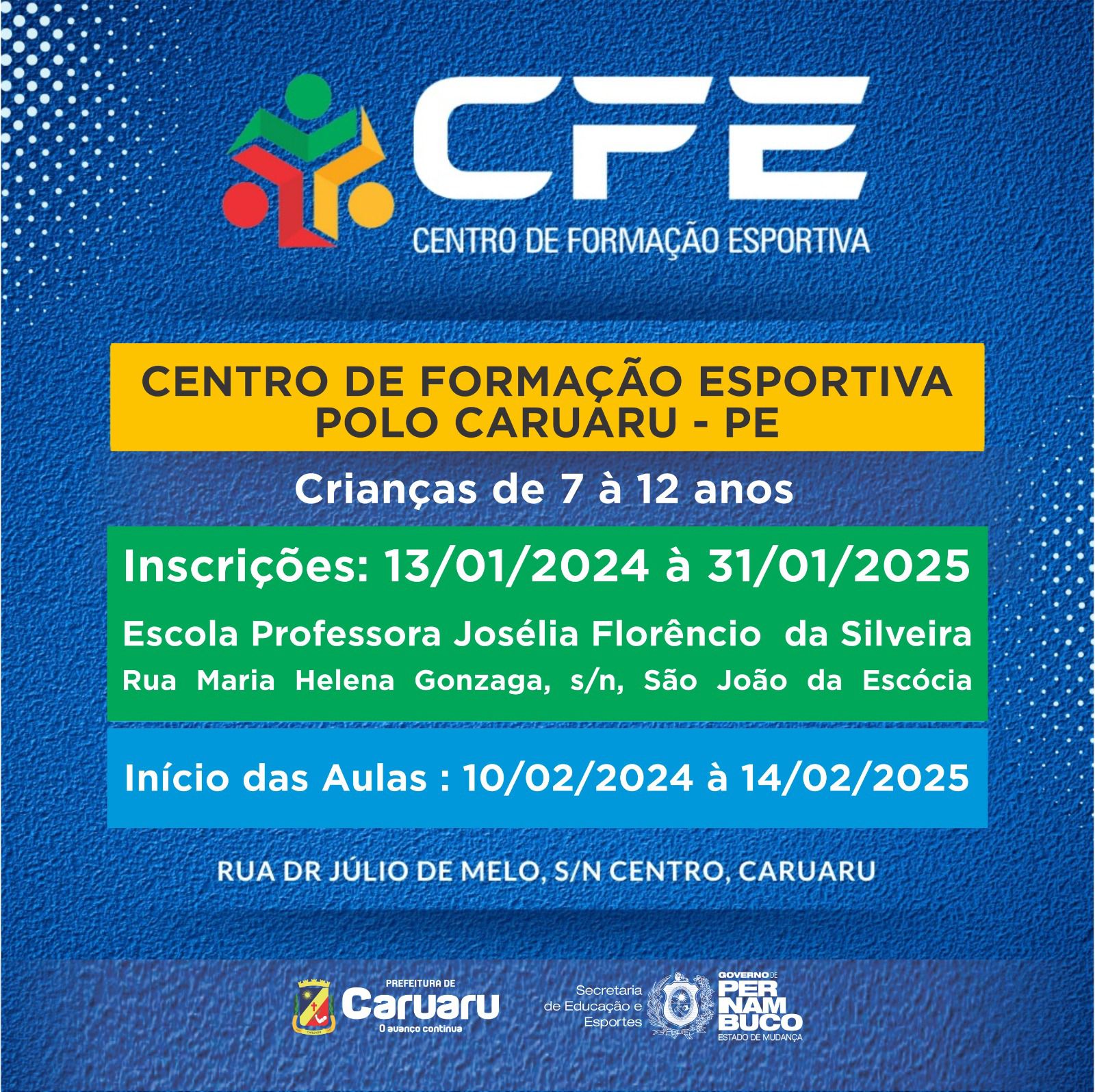 Centro de Formação Esportiva de Caruaru está com inscrições abertas ...
