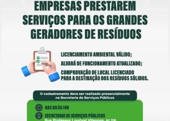 Está aberto cadastramento de empresas para coleta e destinação de resíduos de grandes geradores, em Caruaru
