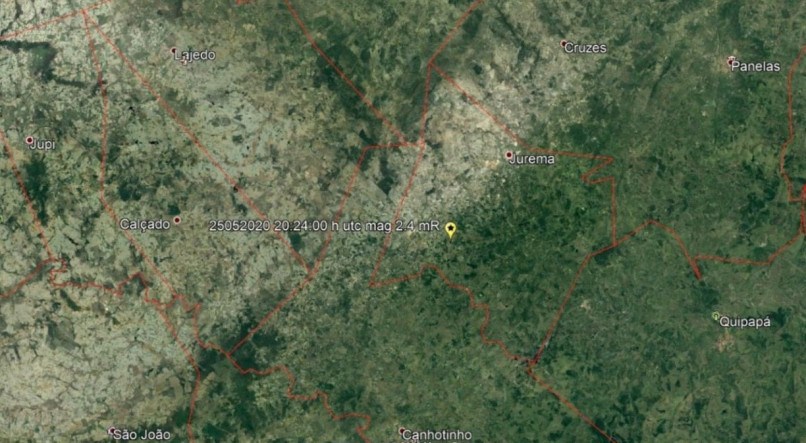 Tremor de terra de magnitude 2.4 é registrado no interior de Pernambuco