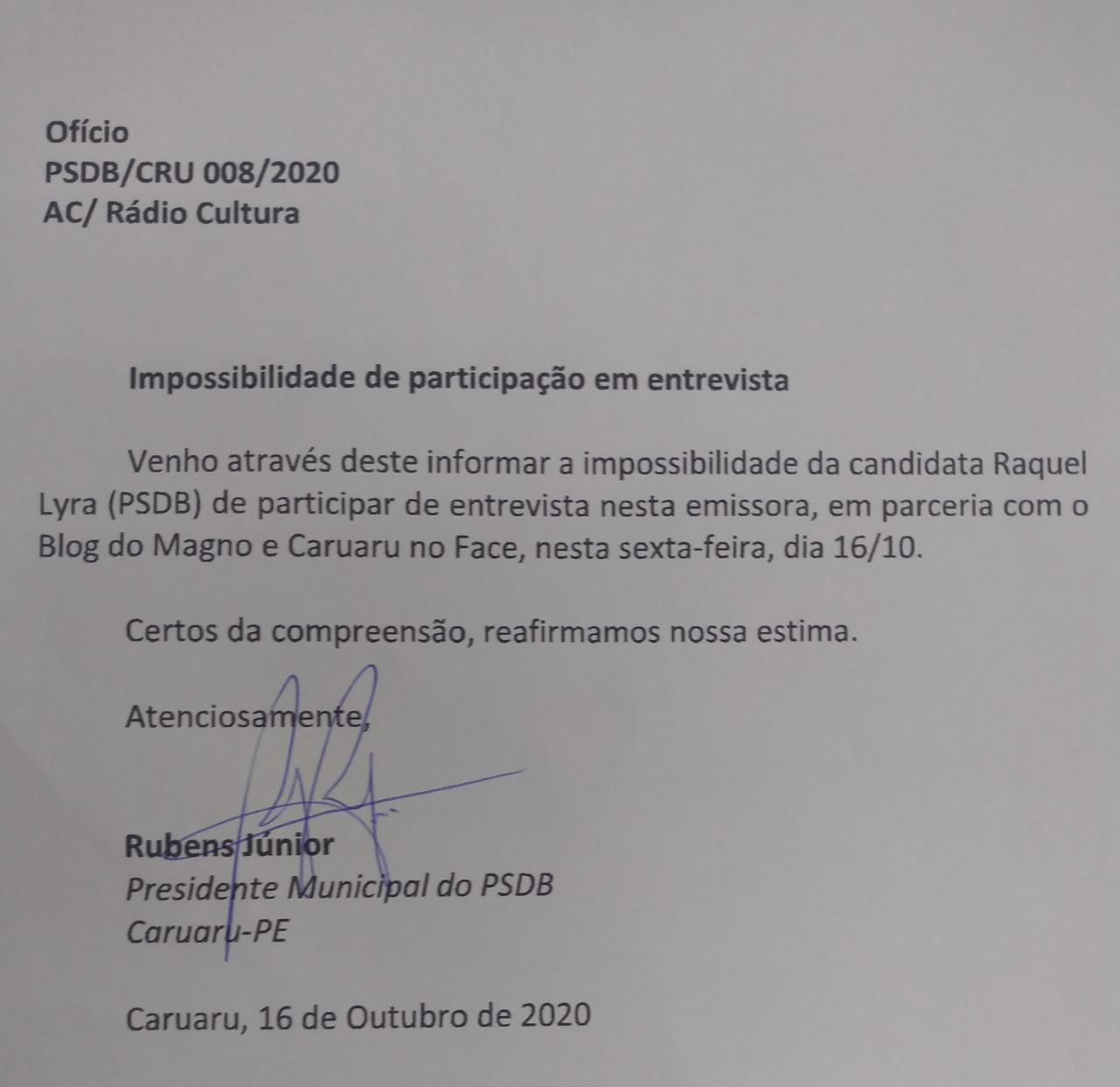 Raquel Lyra desiste de participação no Paredão Eleitoral