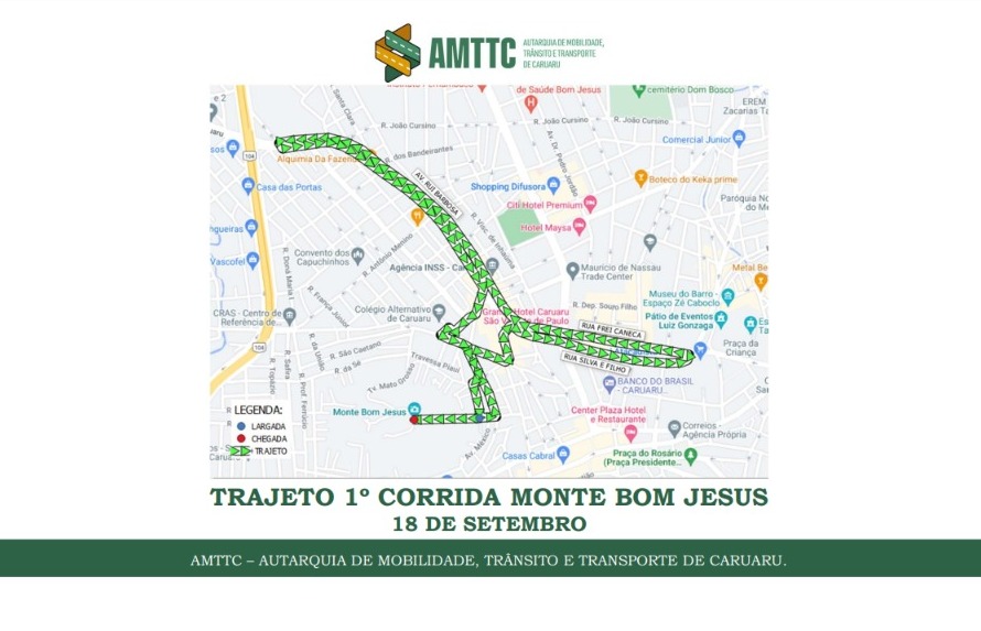Algumas ruas no Centro de  Caruaru terão bloqueio temporário no próximo domingo (18)