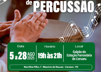 Fundação de Cultura de Caruaru oferta oficinas gratuitas de percussão