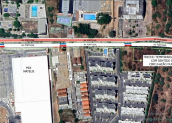 Av. Portugal tem área interditada para realização de obra&nbsp;